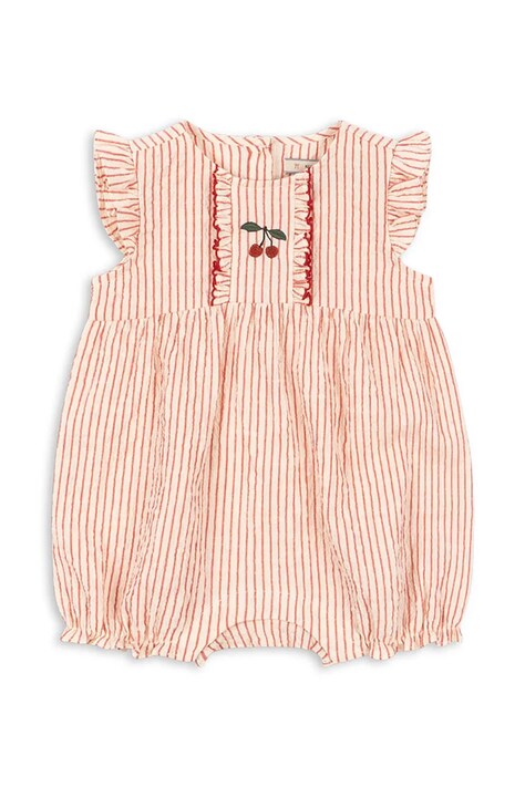 Konges Sløjd romper za dojenčke bombažen ELLIE FRILL ROMPER GOTS roza KS105345