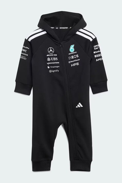 adidas Performance pajacyk z kapturem niemowlęcy z bawełny MERCEDES czarny KE5936
