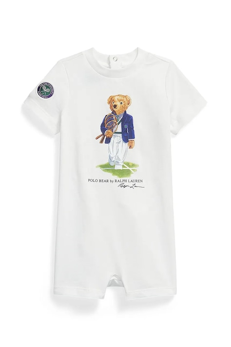 Polo Ralph Lauren salopetă scurtă pentru copii, din bumbac albă 320B17720001