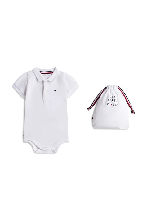 Tommy Hilfiger body dziecięce bawełniane z elastanem białe KN0KN02372