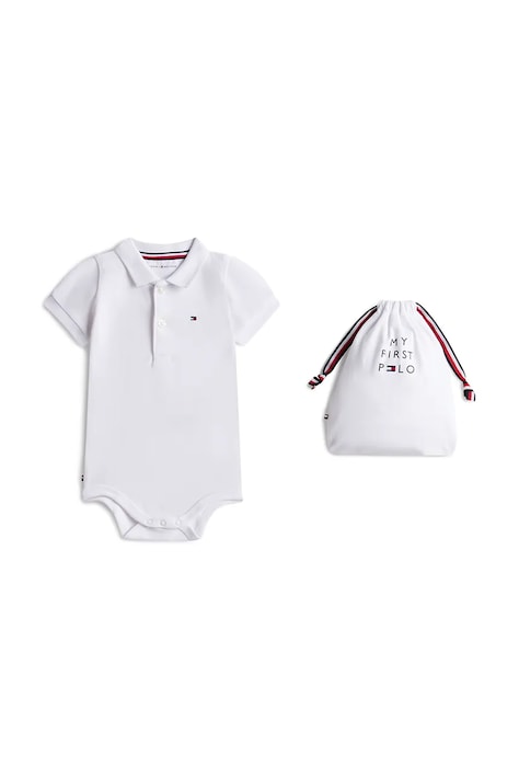 Tommy Hilfiger body dziecięce bawełniane z elastanem białe KN0KN02372
