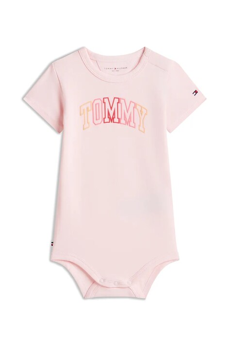 Tommy Hilfiger body niemowlęce z bawełną różowe KN0KN02369