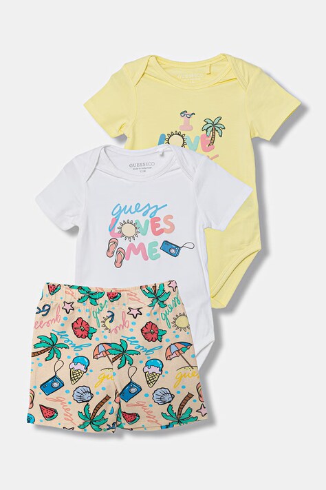 Guess komplet niemowlęcy bawełniany z elastanem żółty H6GW09 K6YW1