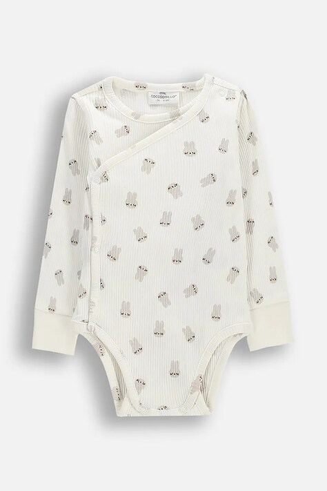 Coccodrillo body dziecięce bawełniane beżowe HELLO WORLD UNISEX NEWBORN