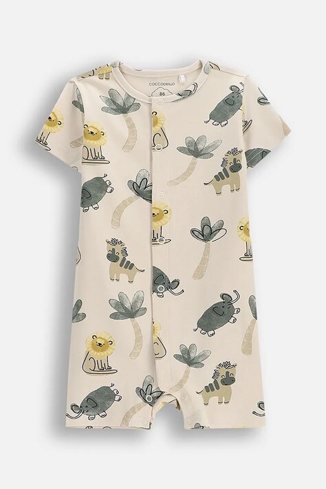 Coccodrillo pajacyk niemowlęcy bawełniany beżowy I HUG YOU BOY NEWBORN