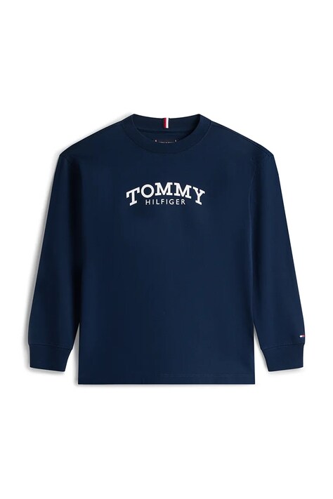 Tommy Hilfiger longsleeve bawełniany dziecięcy kolor granatowy z nadrukiem KB0KB10052