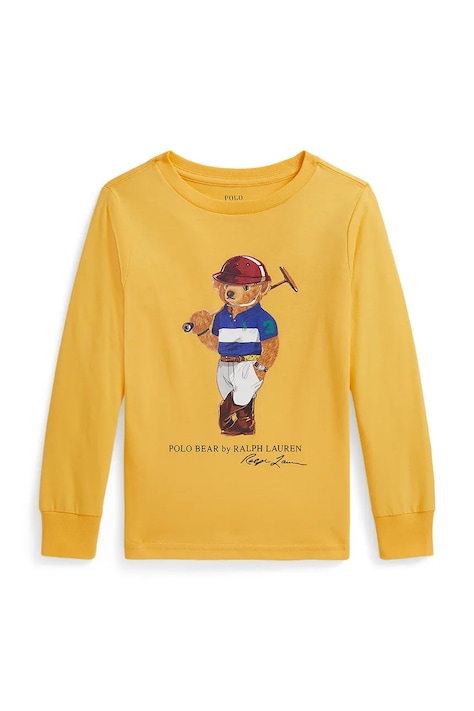 Polo Ralph Lauren longsleeve bawełniany dziecięcy kolor żółty z nadrukiem 322A96609001
