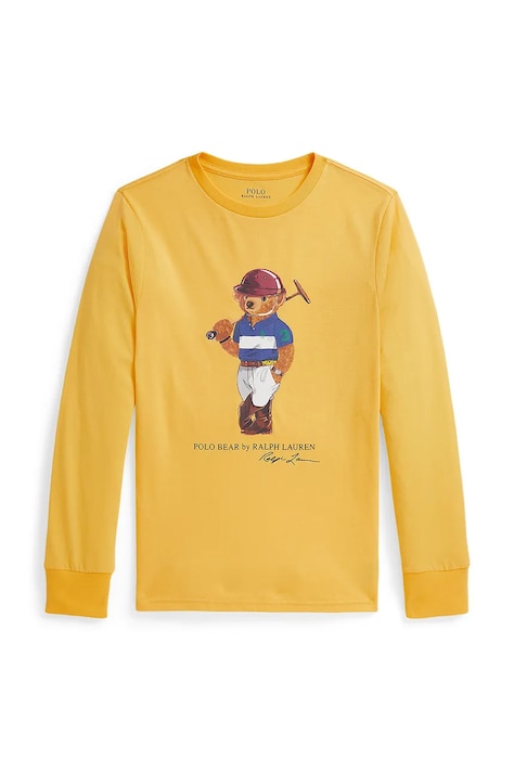Polo Ralph Lauren longsleeve bawełniany dziecięcy kolor żółty z nadrukiem 323A96609001