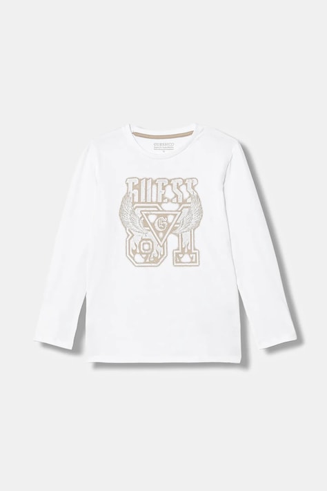 Guess longsleeve bawełniany dziecięcy kolor biały z nadrukiem L6RI00 K8HM4