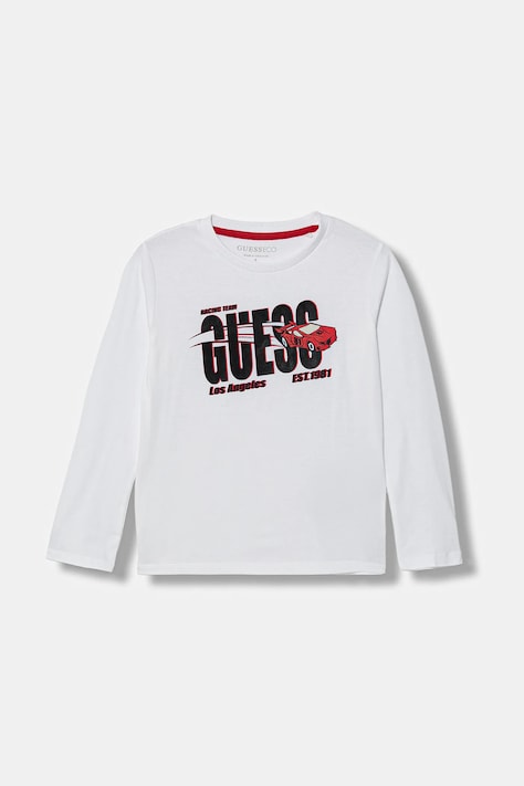 Guess longsleeve bawełniany dziecięcy kolor biały z nadrukiem N6RI01 K8HM4
