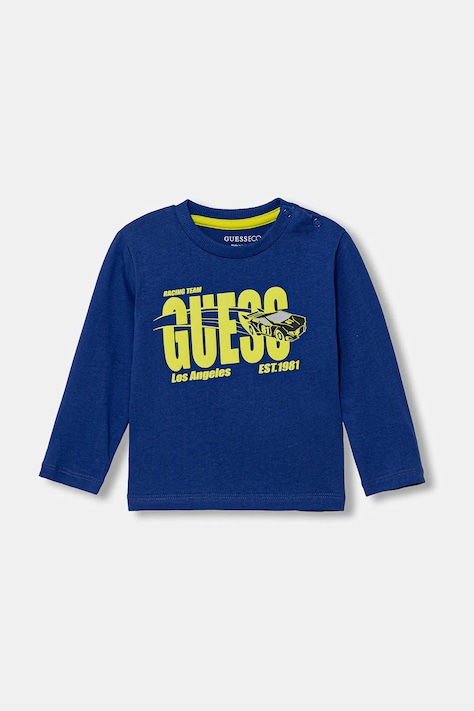 Guess longsleeve bawełniany dziecięcy kolor niebieski z nadrukiem N6RI01 K8HM4