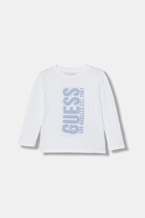 Guess longsleeve bawełniany dziecięcy kolor biały z nadrukiem N6RI12 K8HM4