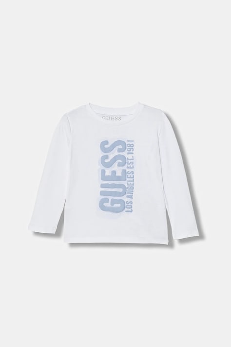 Guess longsleeve bawełniany dziecięcy kolor biały z nadrukiem N6RI12 K8HM4