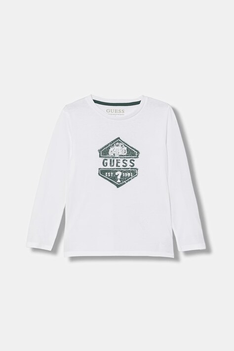 Guess longsleeve bawełniany dziecięcy kolor biały z nadrukiem N6RI19 K8HM4