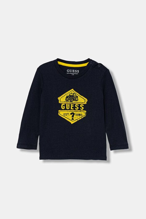 Guess longsleeve bawełniany dziecięcy kolor granatowy z nadrukiem N6RI19 K8HM4