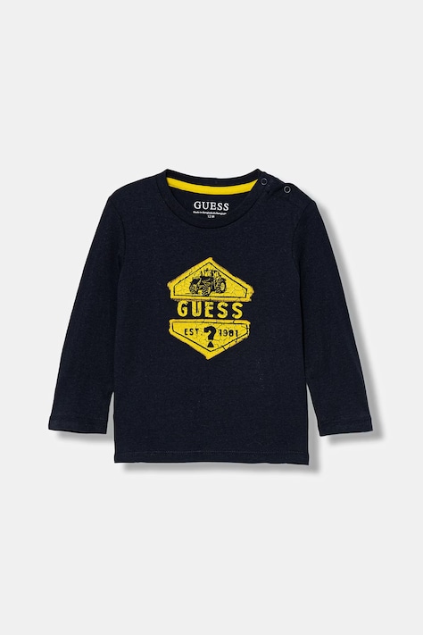 Guess longsleeve bawełniany dziecięcy kolor granatowy z nadrukiem N6RI19 K8HM4