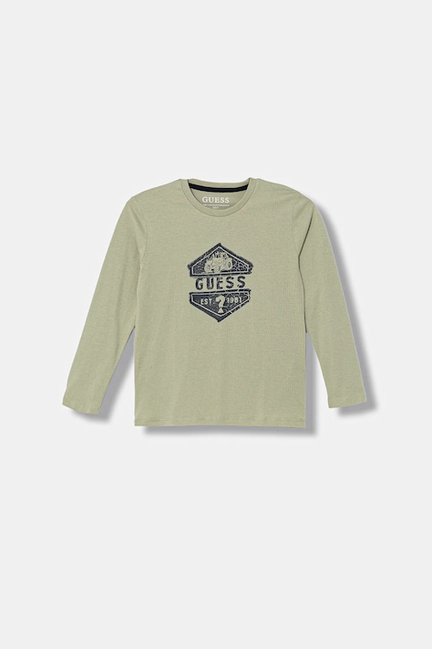 Guess longsleeve bawełniany dziecięcy kolor zielony z nadrukiem N6RI19 K8HM4