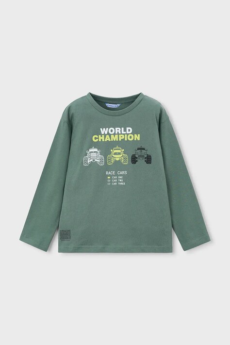 Mayoral longsleeve bawełniany dziecięcy kolor zielony z nadrukiem 3084
