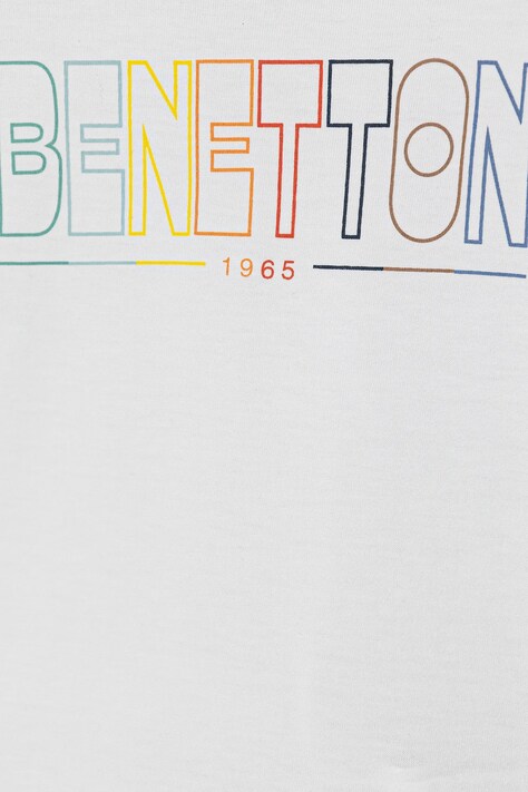 United Colors of Benetton longsleeve bawełniany dziecięcy kolor biały z nadrukiem 3I1XG10LM