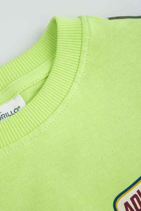 Coccodrillo longsleeve bawełniany dziecięcy kolor zielony z nadrukiem FISHING CLUB BOY KIDS