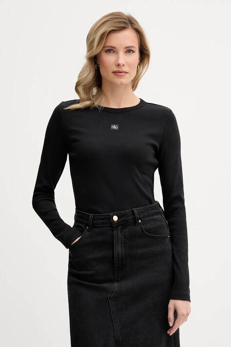 Calvin Klein Jeans longsleeve kolor czarny LV047E205G