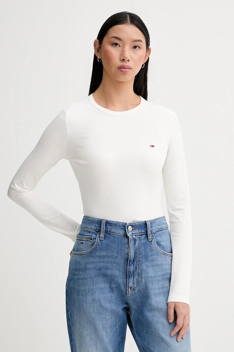 Tommy Jeans longsleeve kolor beżowy DW0DW19994