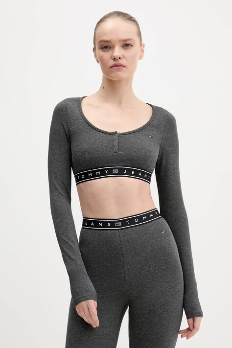 Лонгслив Tommy Jeans цвет серый DW0DW22538