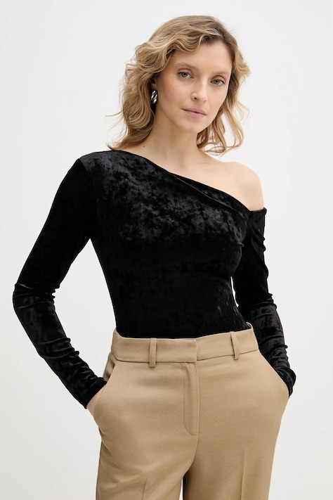 Guess body welurowe damska kolor czarny gładka W6PP70 KJ170