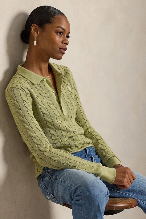 Polo Ralph Lauren sweter bawełniany damskie kolor zielony lekki 211959100