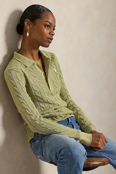 Polo Ralph Lauren sweter bawełniany damskie kolor zielony lekki 211959100