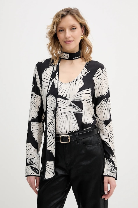 Karl Lagerfeld bluză culoarea negru, cu imprimeu, B1W11004