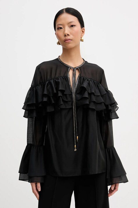 Блуза Karl Lagerfeld дамска в черно с изчистен дизайн B1W11011