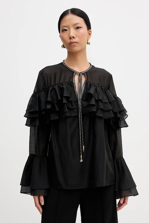 Karl Lagerfeld bluzka damska kolor czarny gładka B1W11011