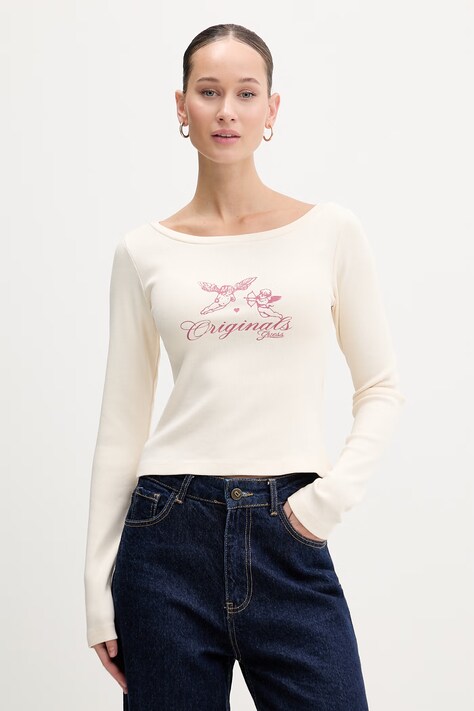 Guess Originals longsleeve kolor beżowy W6RP41 KCTT1