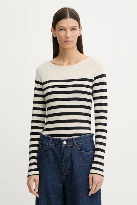 Bavlněné tričko s dlouhým rukávem Marc O'Polo béžová barva, 600219652597