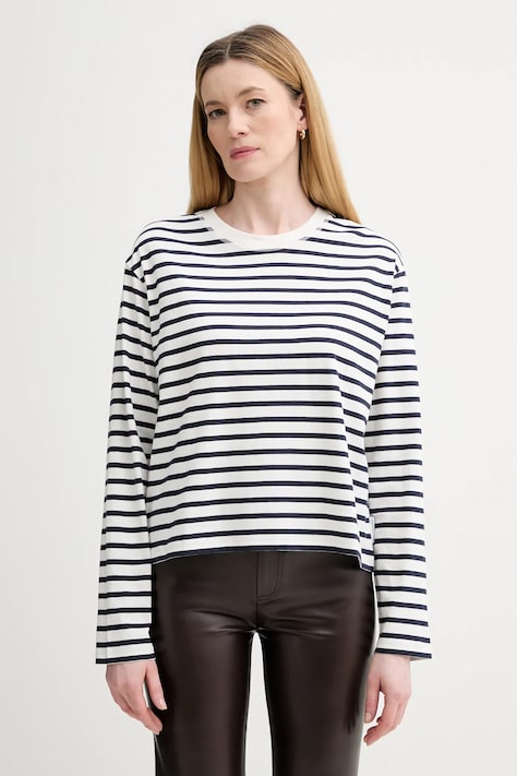 Marc O'Polo longsleeve bawełniany kolor beżowy cold shoulder 5000007507