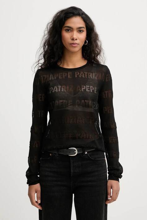 Patrizia Pepe sweter damski kolor czarny lekki 8K0354 K303