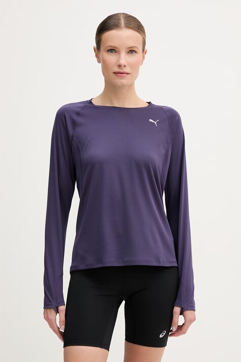 Puma longsleeve sportowy Run Velocity kolor fioletowy 526581