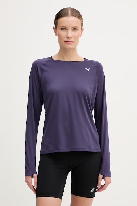 Puma longsleeve sportowy Run Velocity kolor fioletowy 526581