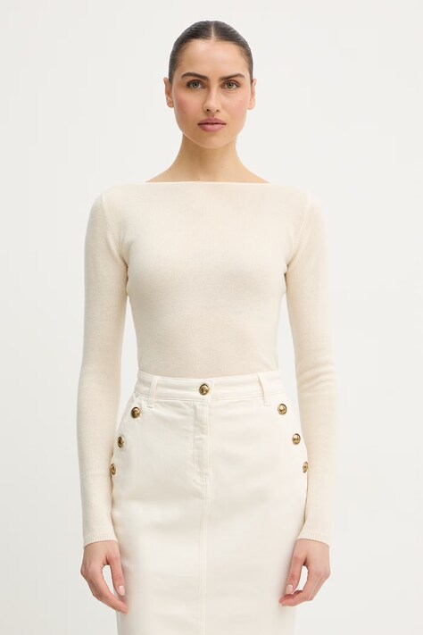 Marella sweter kaszmirowy MLTAGI damski kolor beżowy lekki 2613361033200