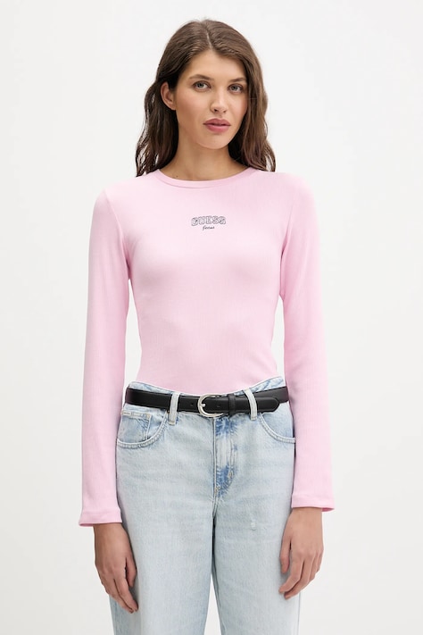 Guess Jeans longsleeve kolor różowy W6RP22 KA0H1