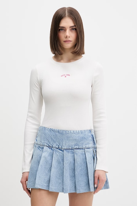 Guess Jeans longsleeve damskie bawełniane beżowe W6GPZ4 KA0H1