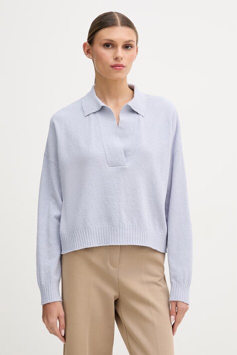 Sisley longsleeve damski z bawełny niebieski 19DUL300G