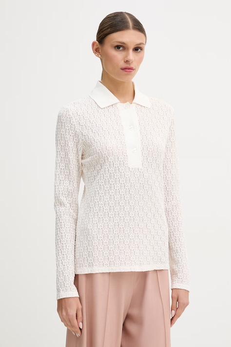 Sisley longsleeve damski beżowy 51KHLQ0AF