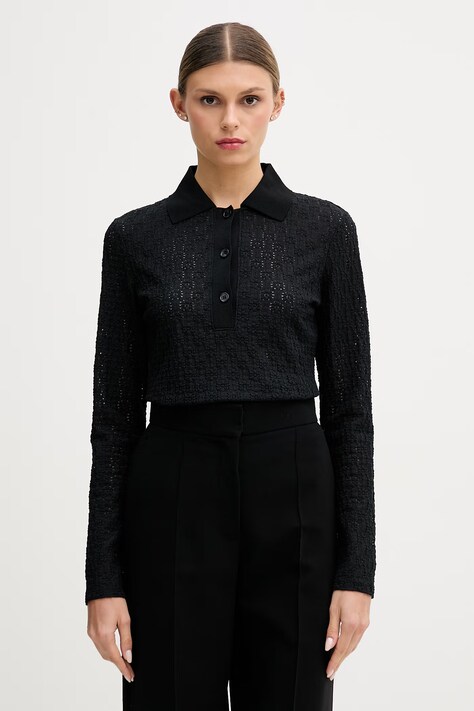 Sisley tričko s dlhým rukávom dámske čierne 51KHLQ0AF