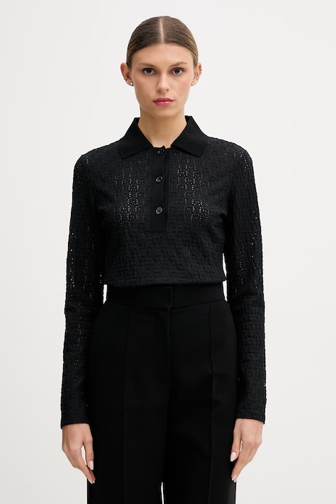 Sisley tričko s dlhým rukávom dámske čierne 51KHLQ0AF