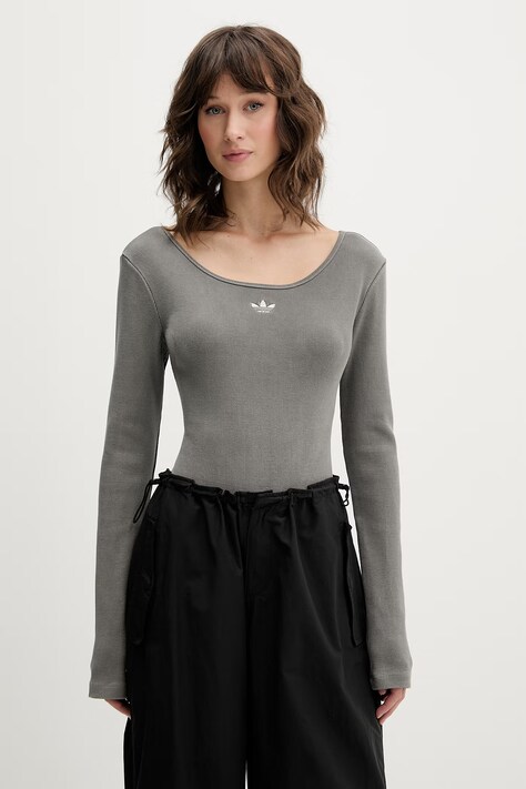 adidas Originals body damskie bawełniane z elastanem szare KE1121