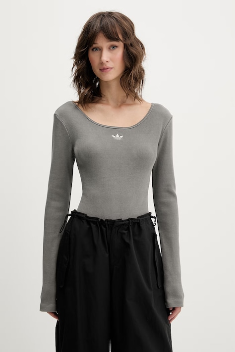 adidas Originals body damskie bawełniane z elastanem szare KE1121