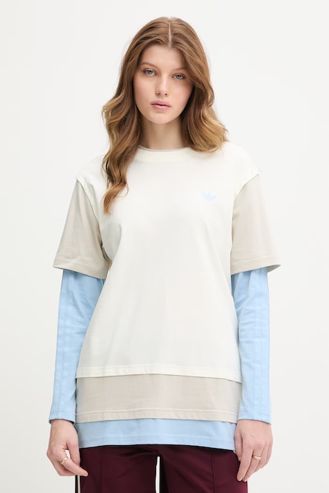 adidas Originals longsleeve damski bawełniany beżowy KV1179