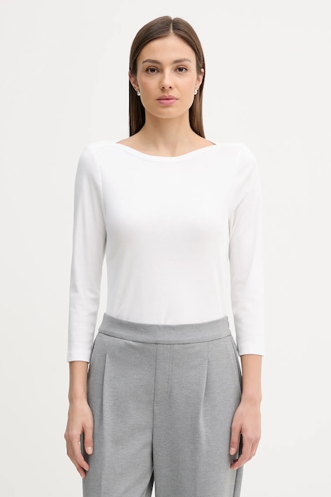 United Colors of Benetton longsleeve bawełniany kolor biały 3GA8D10C4